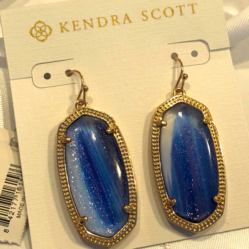 NWT RARE & RETIRED Kendra Scott Navy Dusted Harlow & Elles Rose Gold STUNNING! - Picture 4 of 13